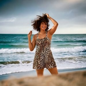 Swimsuits For All Leopard Animal  Print Swimdress  Plus Size 18